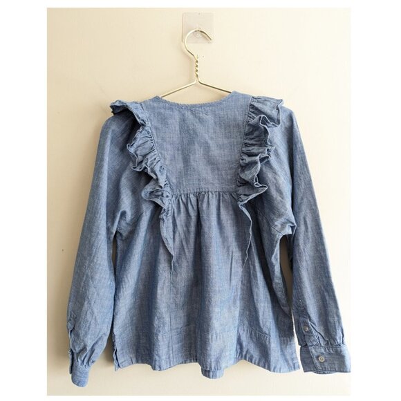 Women's Blue Ruffle Top - Picture 4 of 7